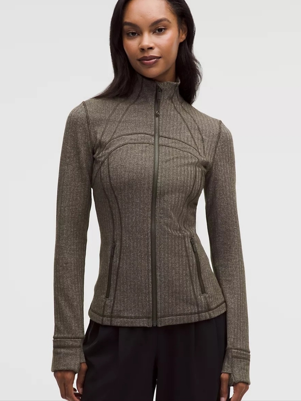 lululemon athletica Olive Ribbed Full-Zip Jacket